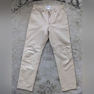 Hugo Buscati Women's Cream Ivory Leather Pants Size 10